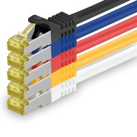 1aTTack.de Cat.7 Netzwerkkabel 0,5m 5 Farben 5 Stück Cat7 Ethernetkabel Netzwerk LAN Kabel Rohkabel 10 Gb s SFTP PIMF LSZH Set Patchkabel mit Rj 45 Stecker Cat.6a