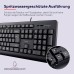 Trust Taro Kabelgebundenes Tastatur und Maus Set, Deutsches QWERTZ Layout, Leise Tasten und Maustasten, Spritzwassergeschützt, USB-Anschluss, für PC, Laptop, MacBook, Windows, macOS - Schwarz