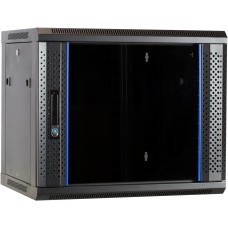 DSIT 9HE Netzwerkschrank (Serverschrank) 19 Zoll Wandmontage - mit Glastür (BxTxH) 600 x 450 x 500mm - Schwarz - Abschließbar - Traglast 60 kg - Robuste Konstruktion