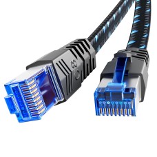 Ercielook Lan Kabel 2m, Hochgeschwindigkeits-Cat8-Netzwerkkabel für den Außen- und Innenbereich, 40 Gbit/s geflochtener Patchkabel mit RJ45-Stecker für Router/Gaming/Modem