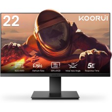 KOORUI 22 Zoll Business Computer Monitor, Desktop Gaming Monitor, FHD 1080p, 75hz, Eye Comfort, sRGB 99% Farbumfangs, (Ultradünne Blende, HDMI, VGA, Neigbar, VESA 75x75), PC Bildschirm