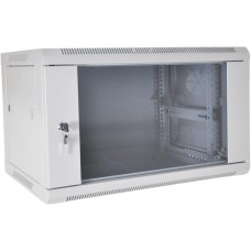 Koscom Connect Netzwerkschrank 6 HE I Serverschrank 19 Zoll I Wandmontage 600 x 450 x 380 mm I voll montiert I Server Gehäuse mit abschließbarer Glastür I Traglast 60 kg I Grau