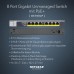 NETGEAR GS108GE LAN Switch 8 Port Netzwerk Switch (Plug-and-Play Gigabit Switch LAN Splitter, LAN Verteiler, Ethernet Hub, lüfterloses Metallgehäuse, ProSAFE Lifetime-Garantie), Blau