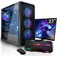 SYSTEMTREFF Basic Gaming Komplett PC Set AMD Ryzen 5 PRO 4650G 6x4.2GHz | AMD RX Vega 7 4K HDMI DX12 | 512GB M.2 NVMe | 16GB DDR4 RAM | WLAN Desktop Paket Computer für Gamer, Gaming