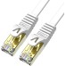 Veetop 10m Lan Kabel Netzwerkkabel Cat 7 Ethernet Kabel mit vergoldetem RJ45 Stecker Flach und Dünn mit 10 Gbps Übertragungsrate 10 Meter Weiß