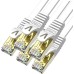 Veetop 10m Lan Kabel Netzwerkkabel Cat 7 Ethernet Kabel mit vergoldetem RJ45 Stecker Flach und Dünn mit 10 Gbps Übertragungsrate 10 Meter Weiß