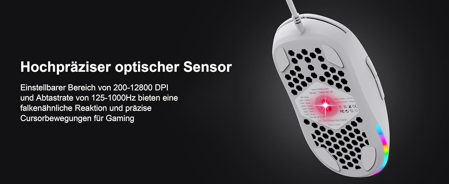 Dierya-TMKB-M1SE-Gaming-Maus-mit-12800-DPI-Optischer-SensorG