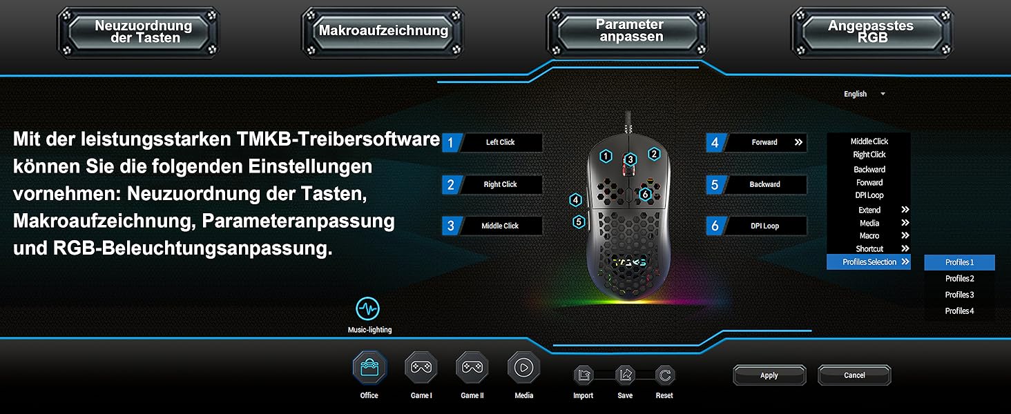 Dierya-TMKB-M1SE-Gaming-Maus-mit-12800-DPI-Optischer-SensorG