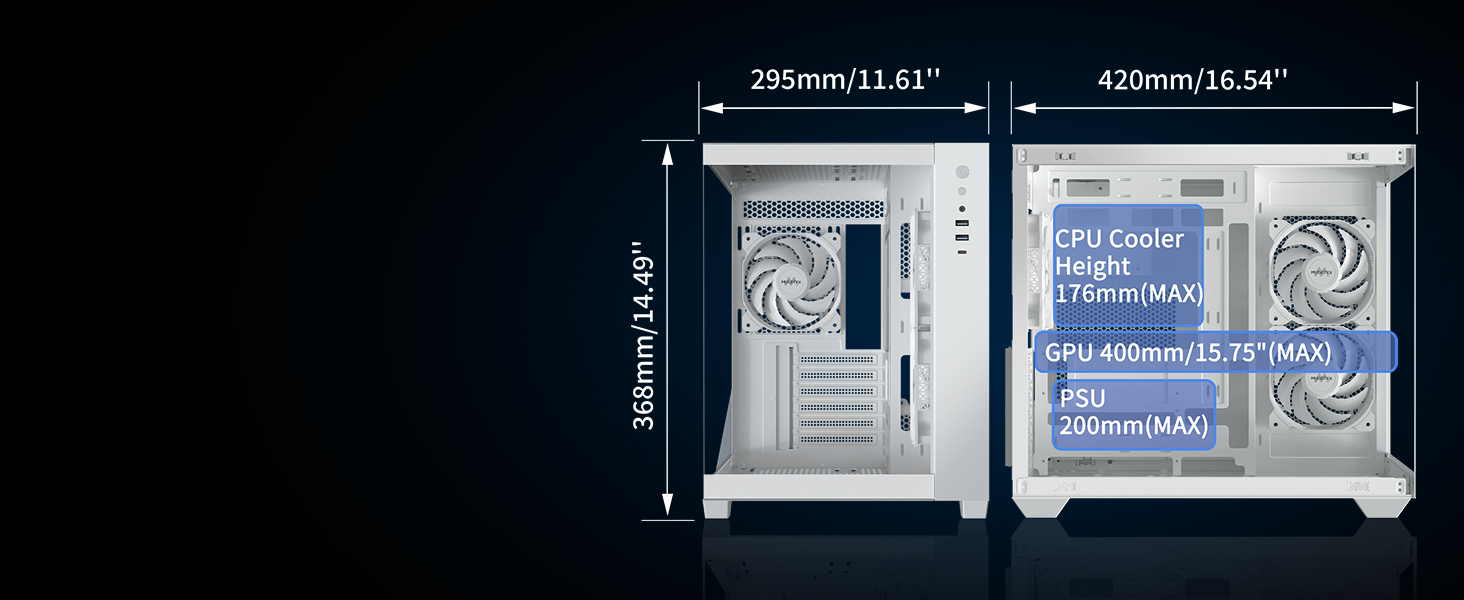 MUSETEX-PC-Gehause-ATX-3-Non-LED-Lufter-vorinstalliert-Gamin